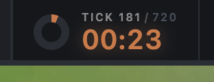 RealmConquest game header showing the new tick clock with less than five minutes remaining.